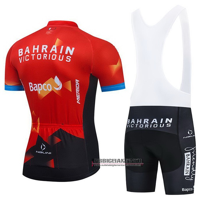 Abbigliamento Bahrain Victorious 2021 Manica Corta e Pantaloncino Con Bretelle Rosso - Clicca l'immagine per chiudere